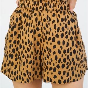 AqC Leopard Silk Shorts High Waisted Elastic